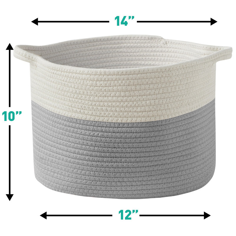 Dovecove Cotton Rope Storage Basket Bin With Handles, Baby Nursery Laundry Basket Hamper, Toy